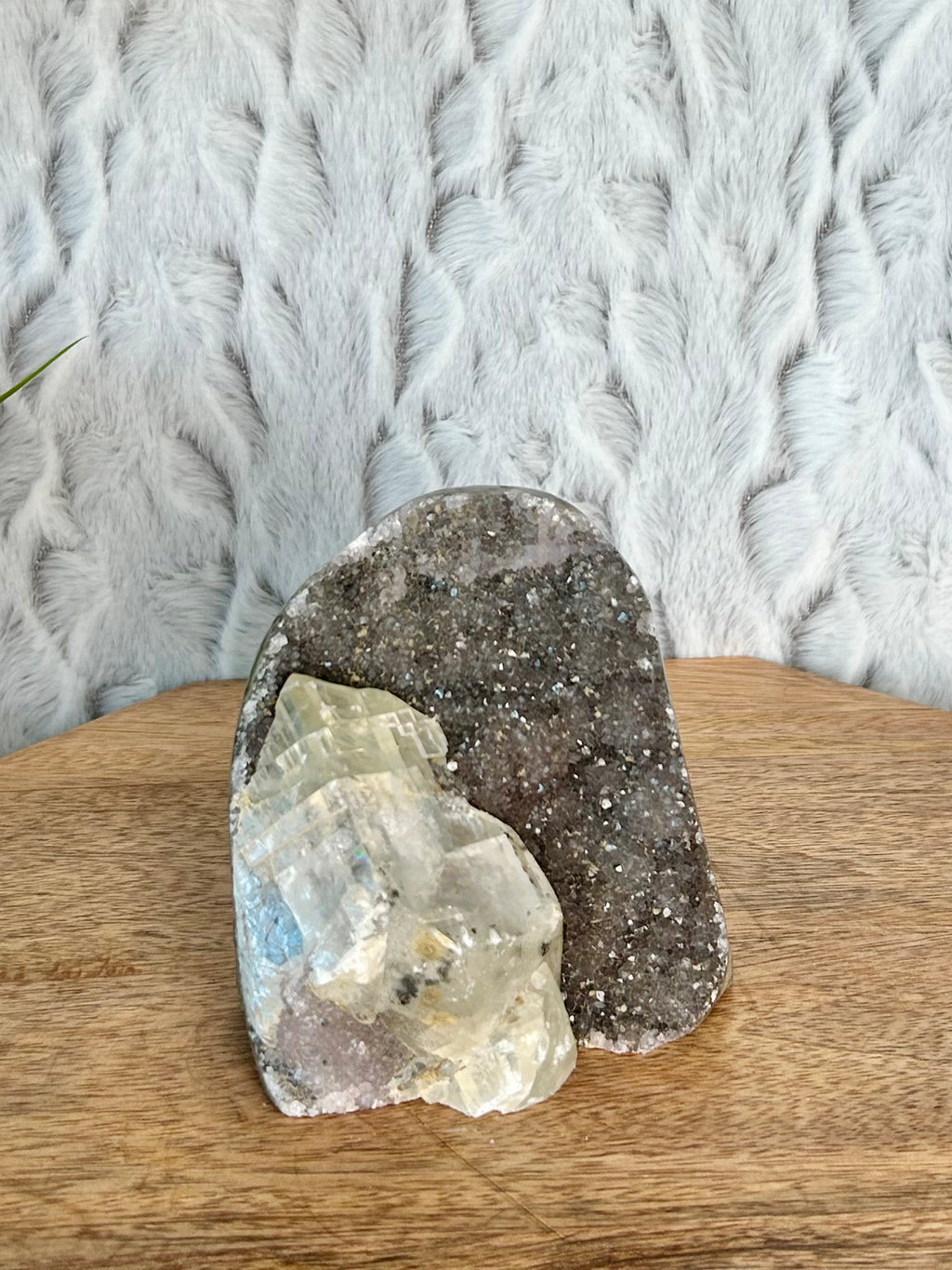 Rainbow Amethyst with Large Calcite