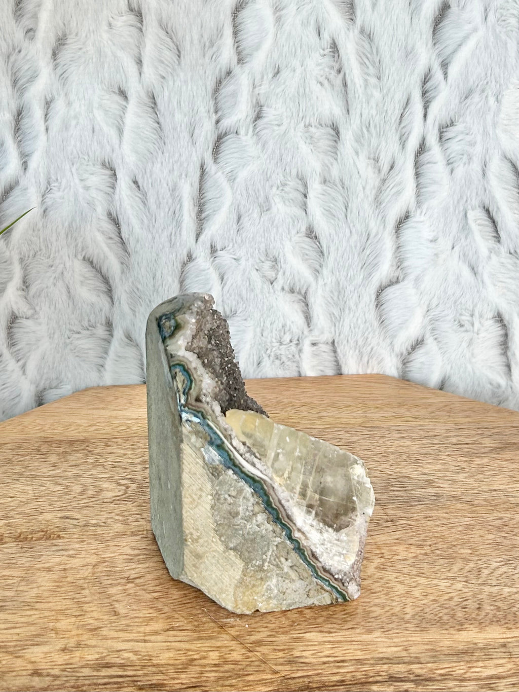 Rainbow Amethyst with Large Calcite