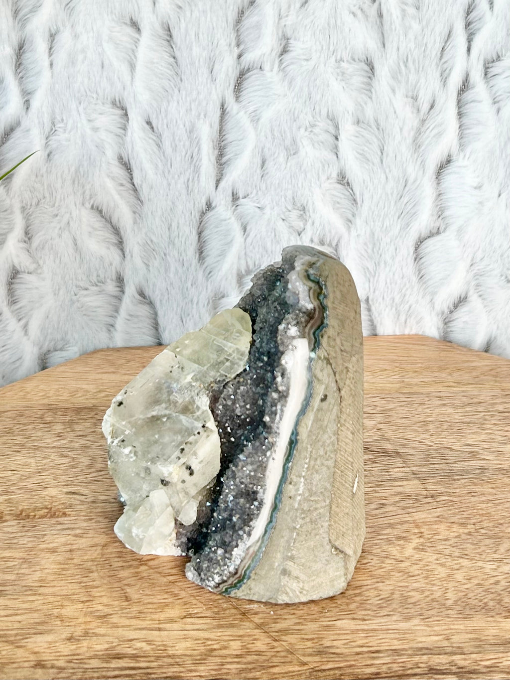 Rainbow Amethyst with Large Calcite