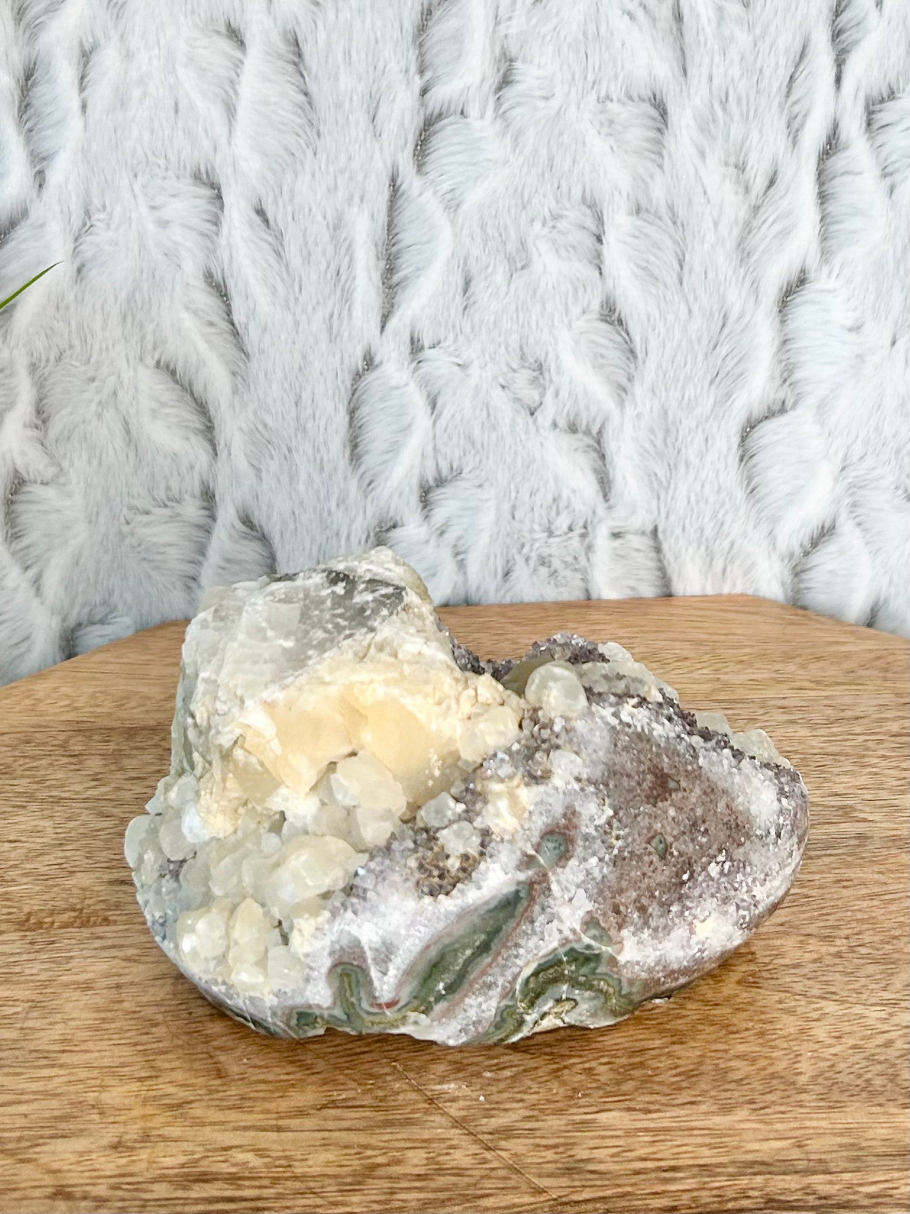 Calcite covered Amethyst Cut Base