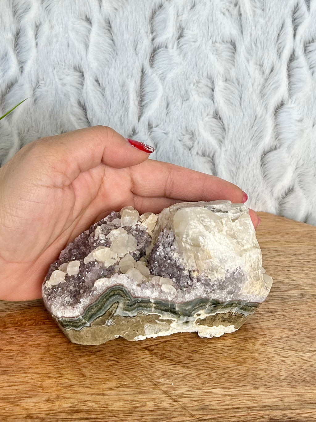 Calcite covered Amethyst Cut Base
