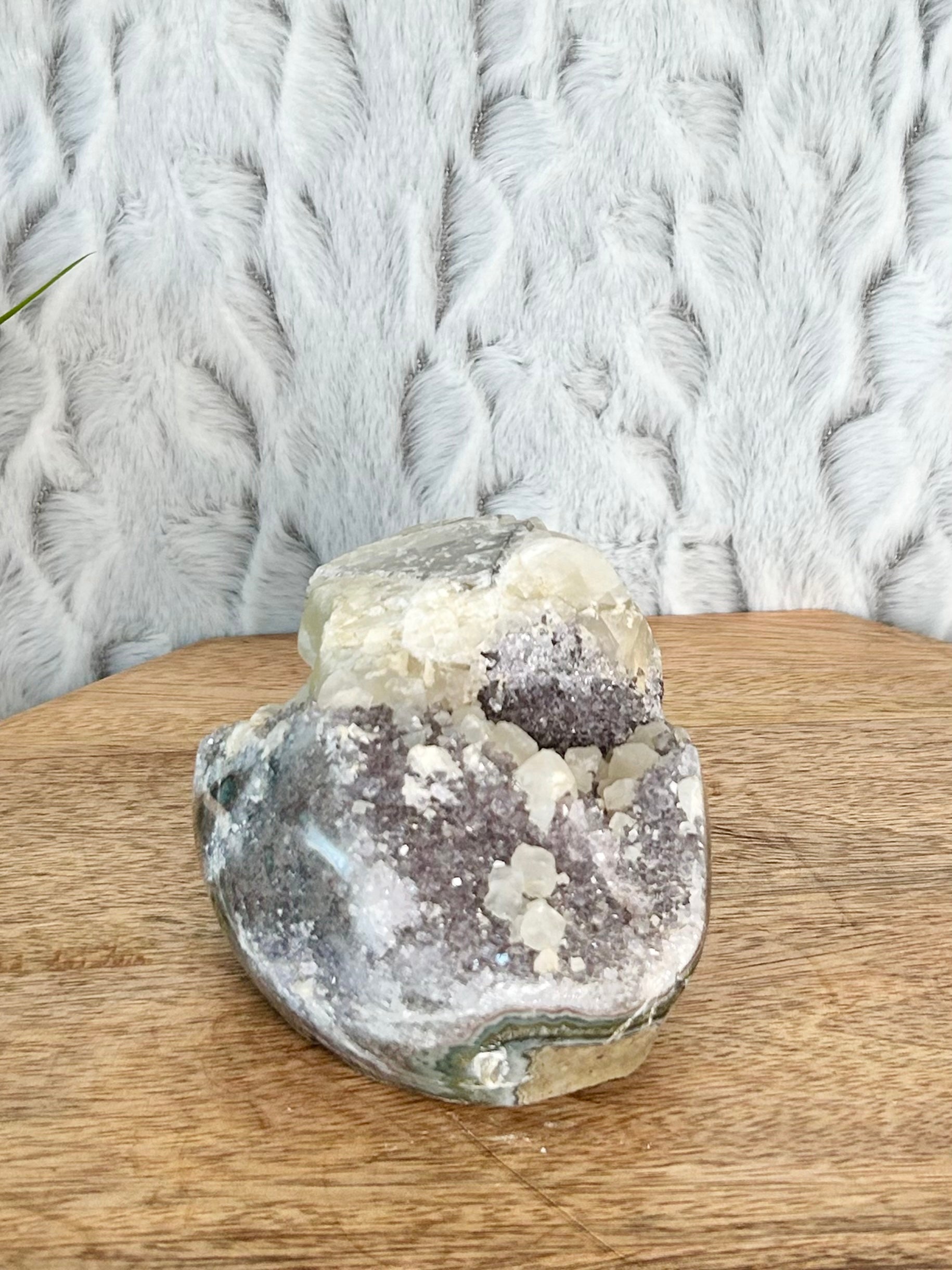 Calcite covered Amethyst Cut Base