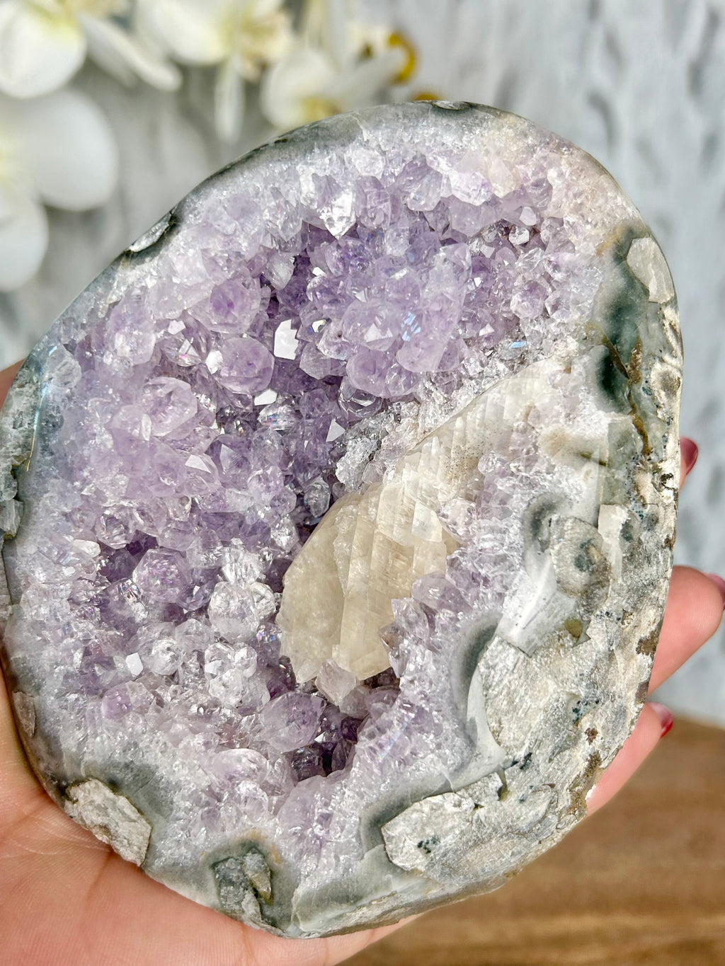 Amethyst with Calcite Cut Base