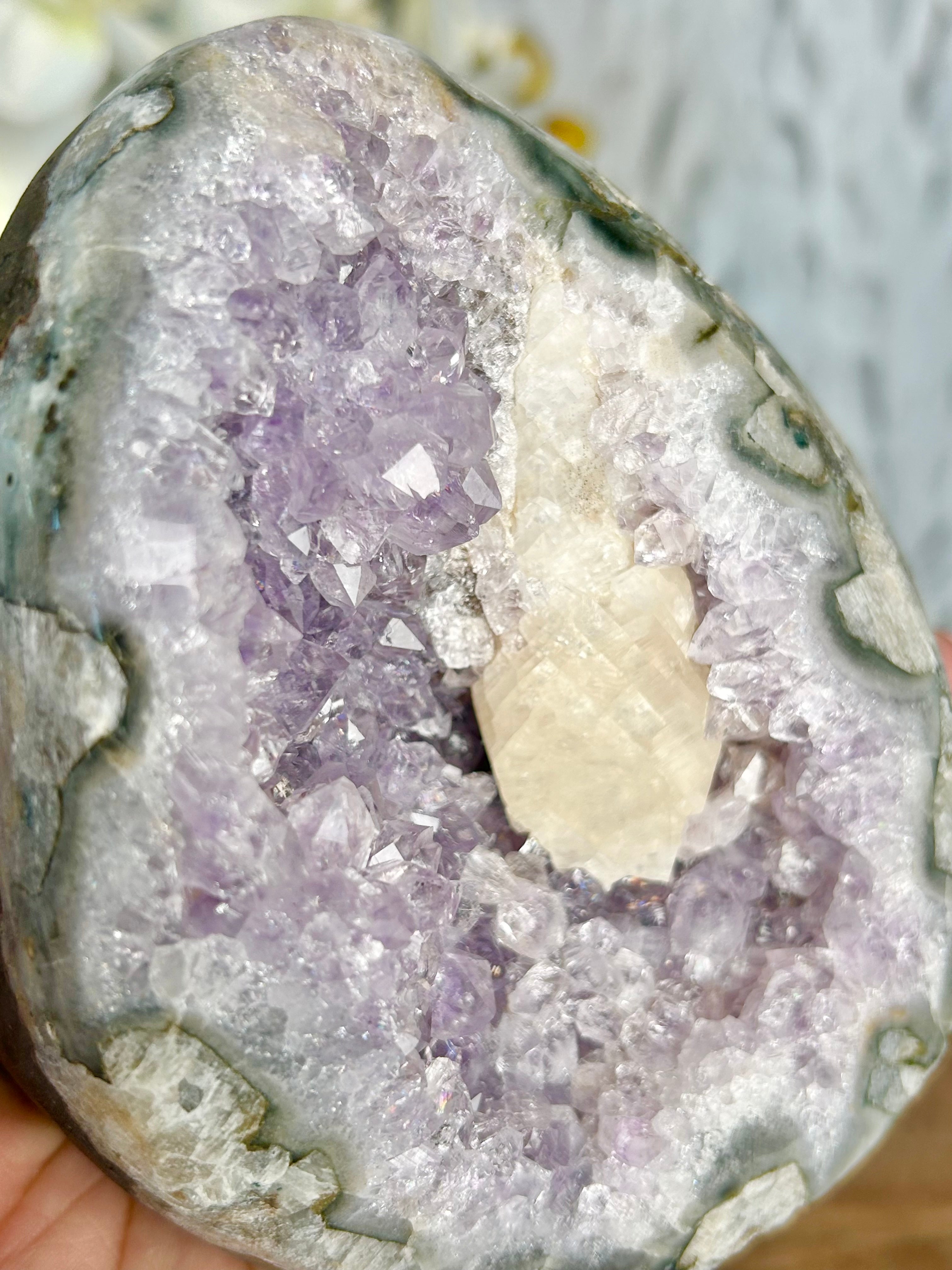 Amethyst with Calcite Cut Base