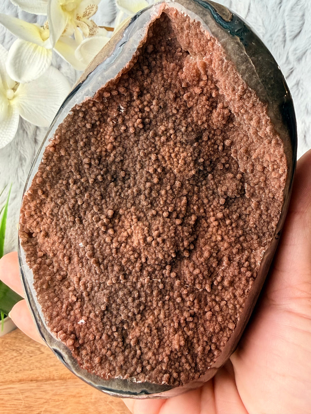 Uruguayan Rainbow Brown Druse Cut Base