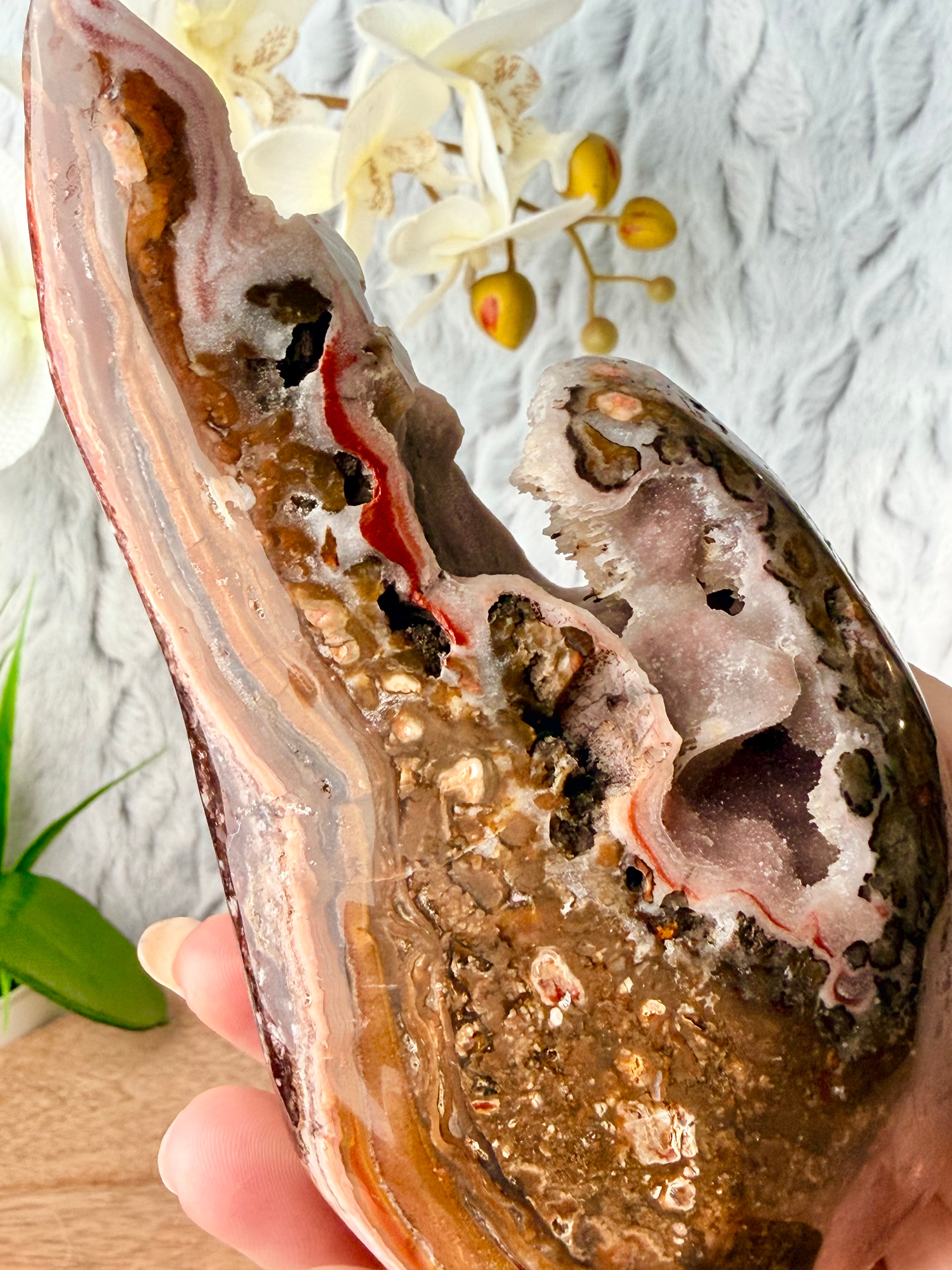 Uruguayan Pink Chalcedony Agate Cut Base