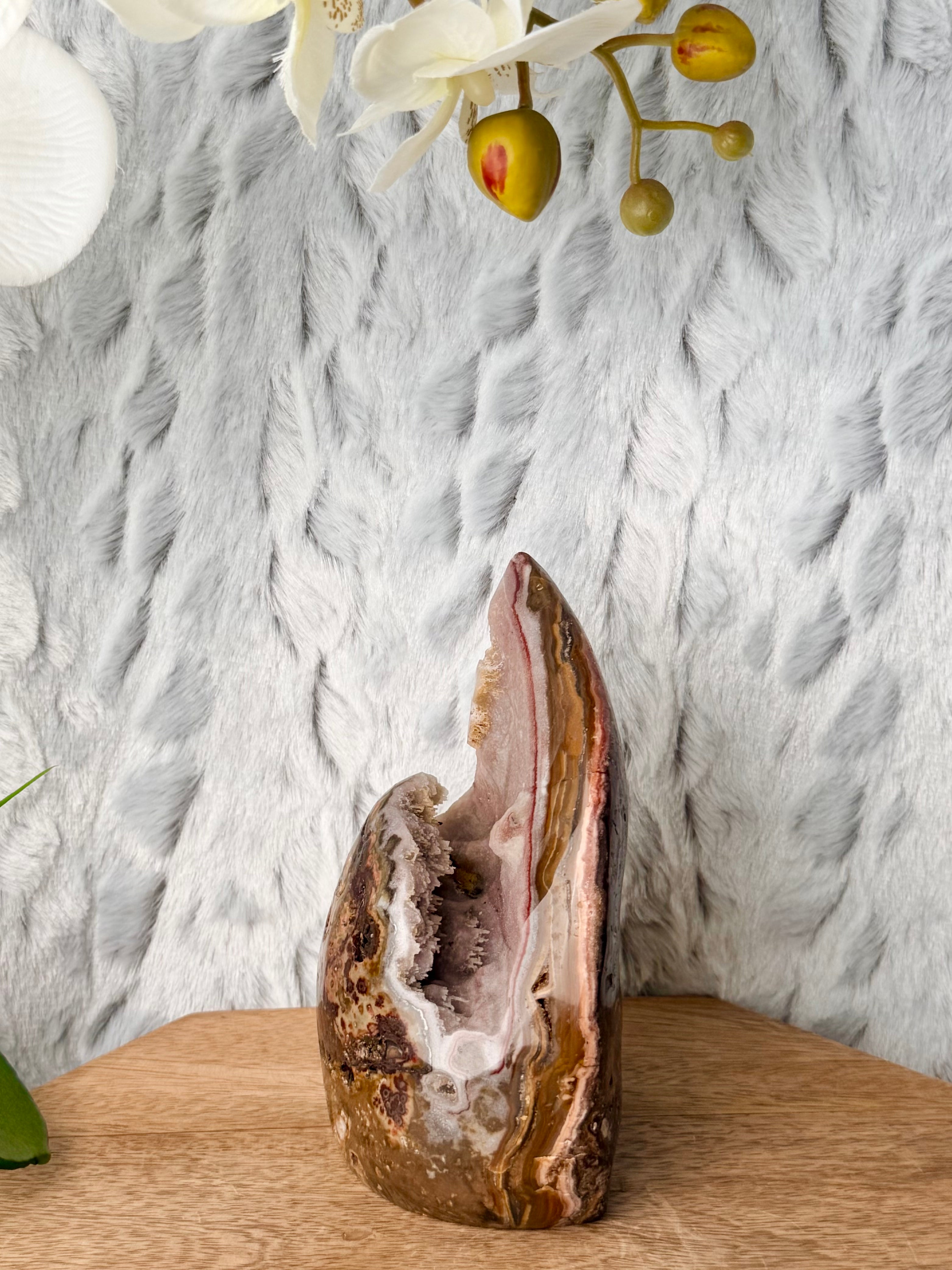 Uruguayan Pink Chalcedony Agate Cut Base