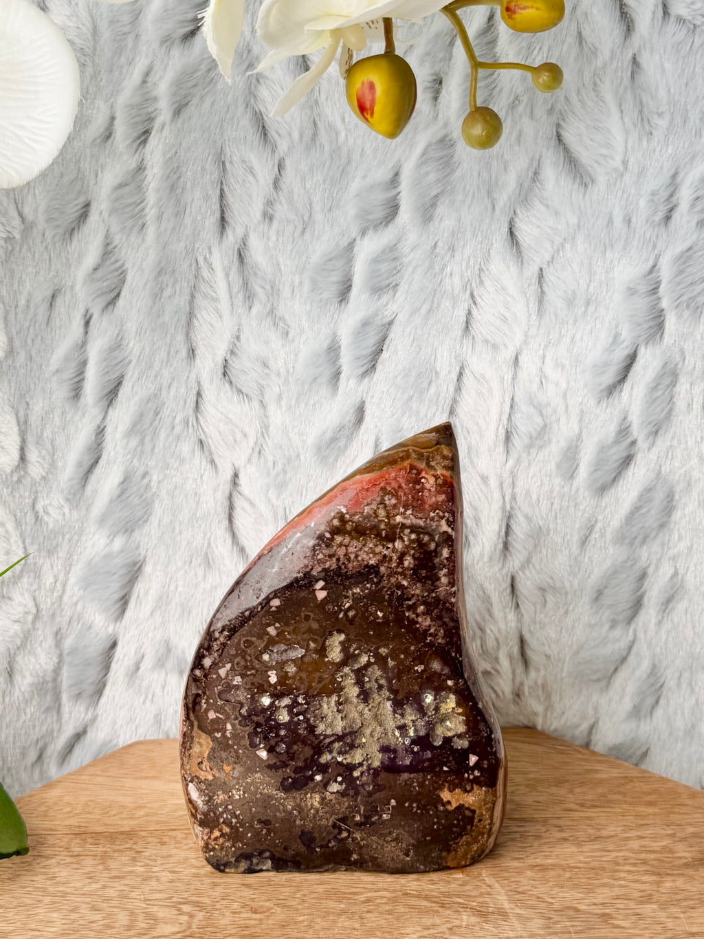 Uruguayan Pink Chalcedony Agate Cut Base