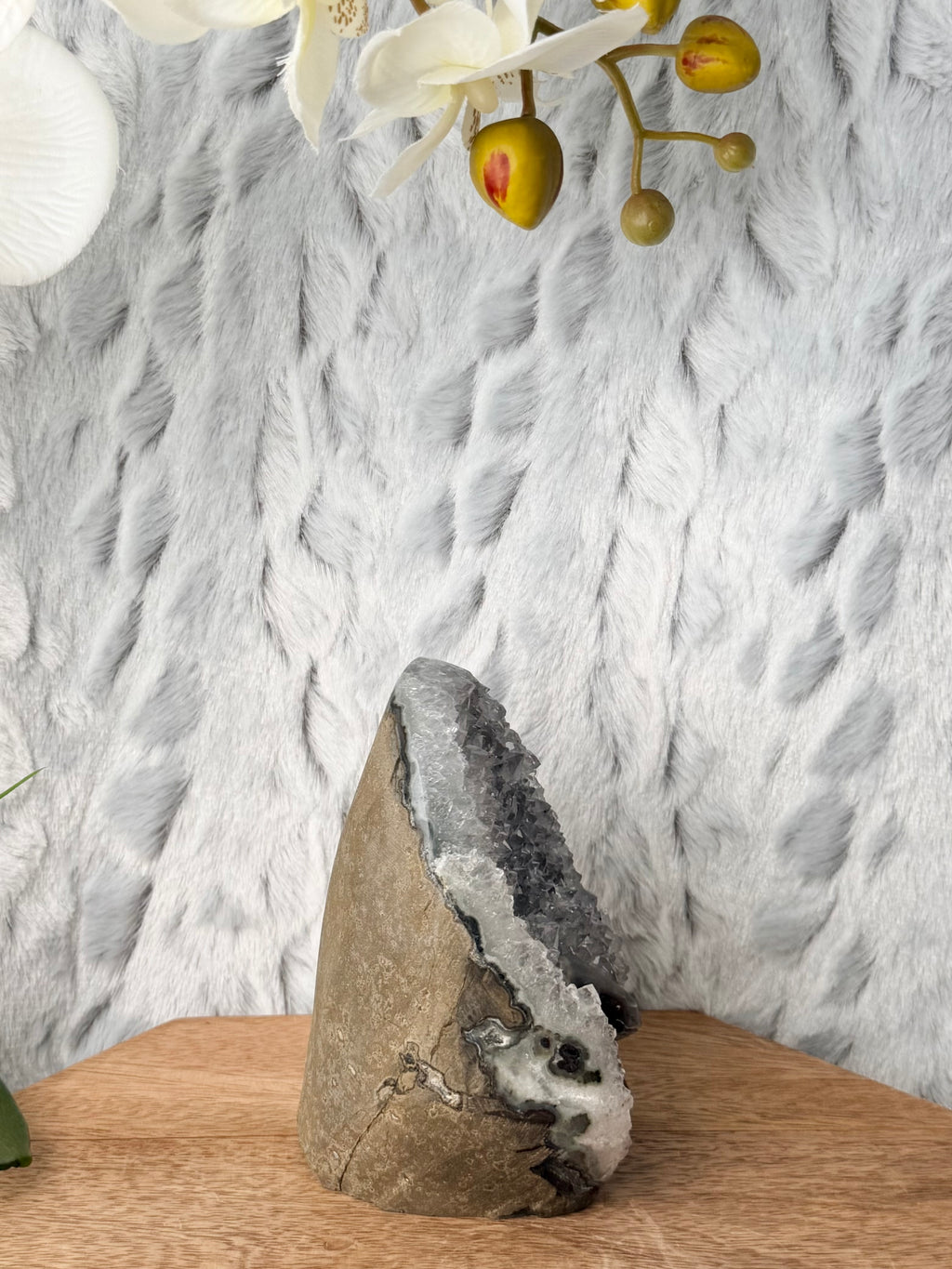 Uruguayan Quartzy White Amethyst Cut Base