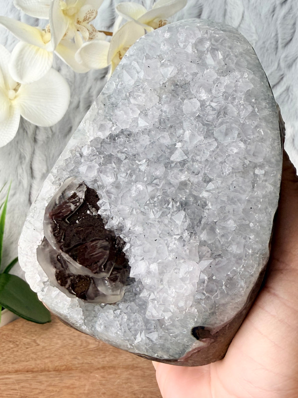 Uruguayan Quartzy White Amethyst Cut Base