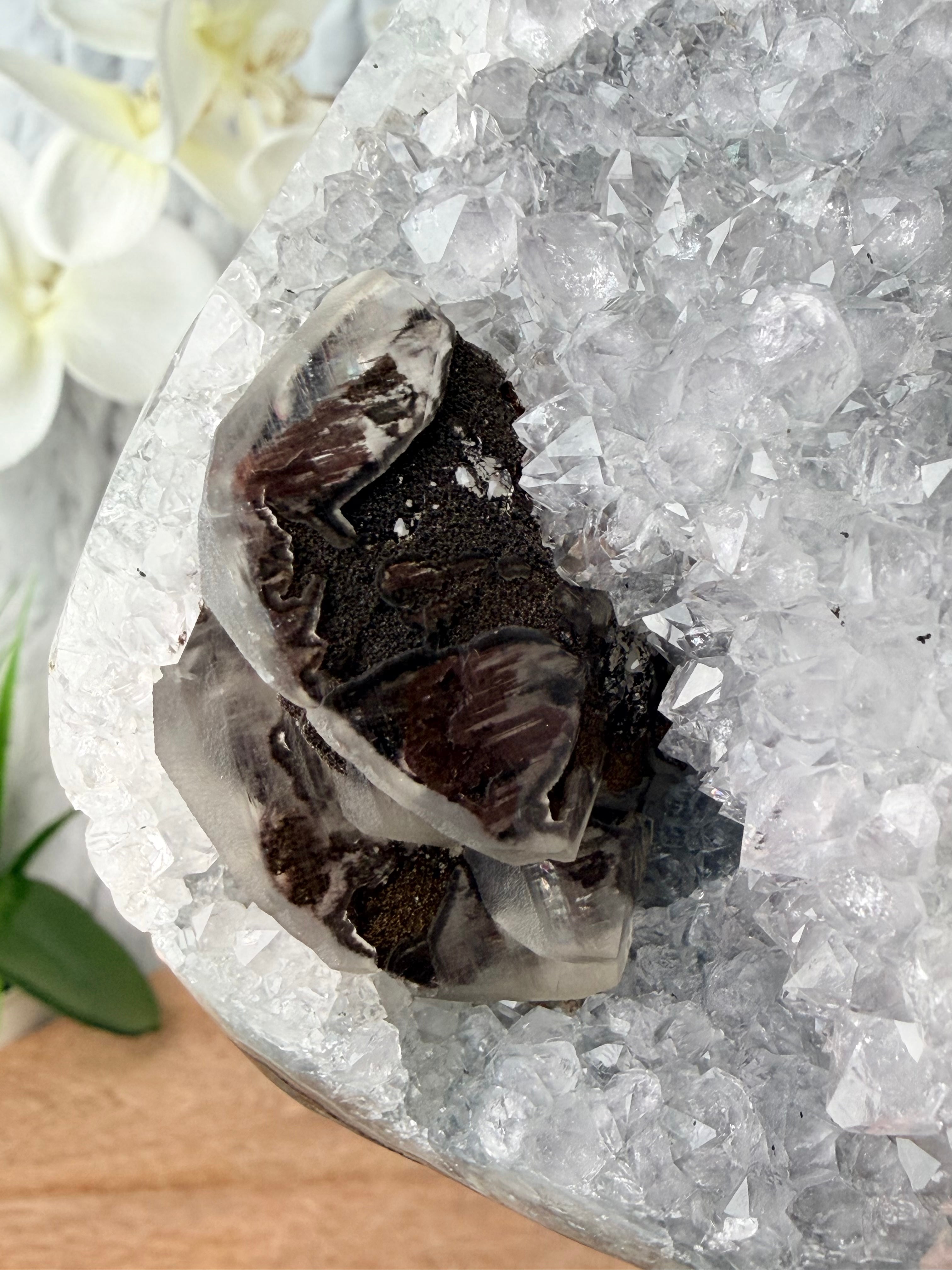 Uruguayan Quartzy White Amethyst Cut Base
