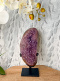 Uruguayan Rainbow Amethyst Geode on stand