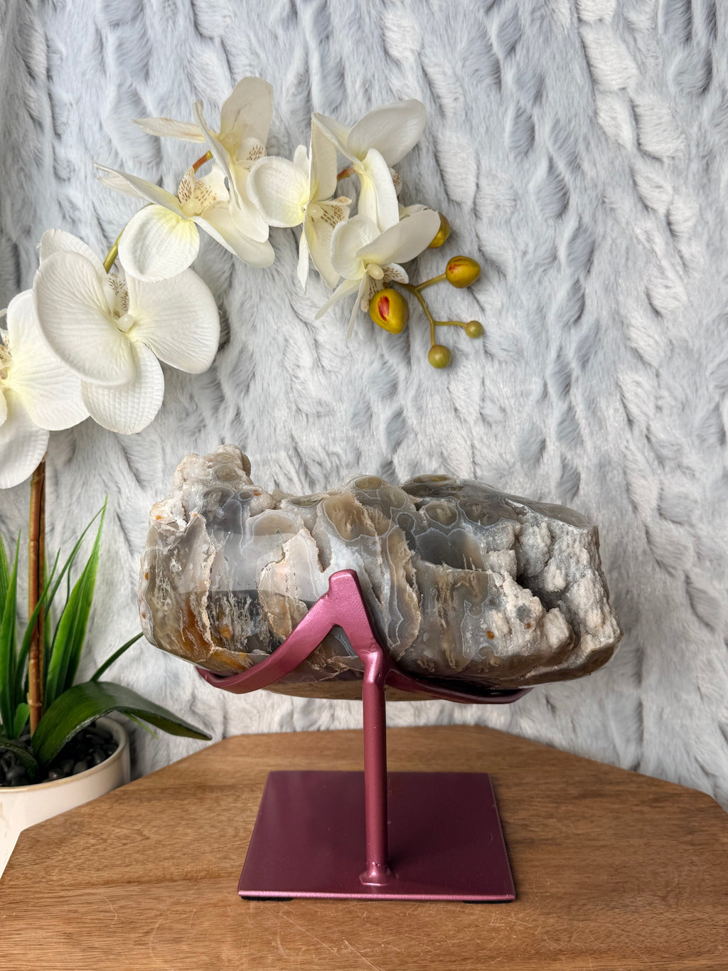 Large Stalactite Agate cluster on stand