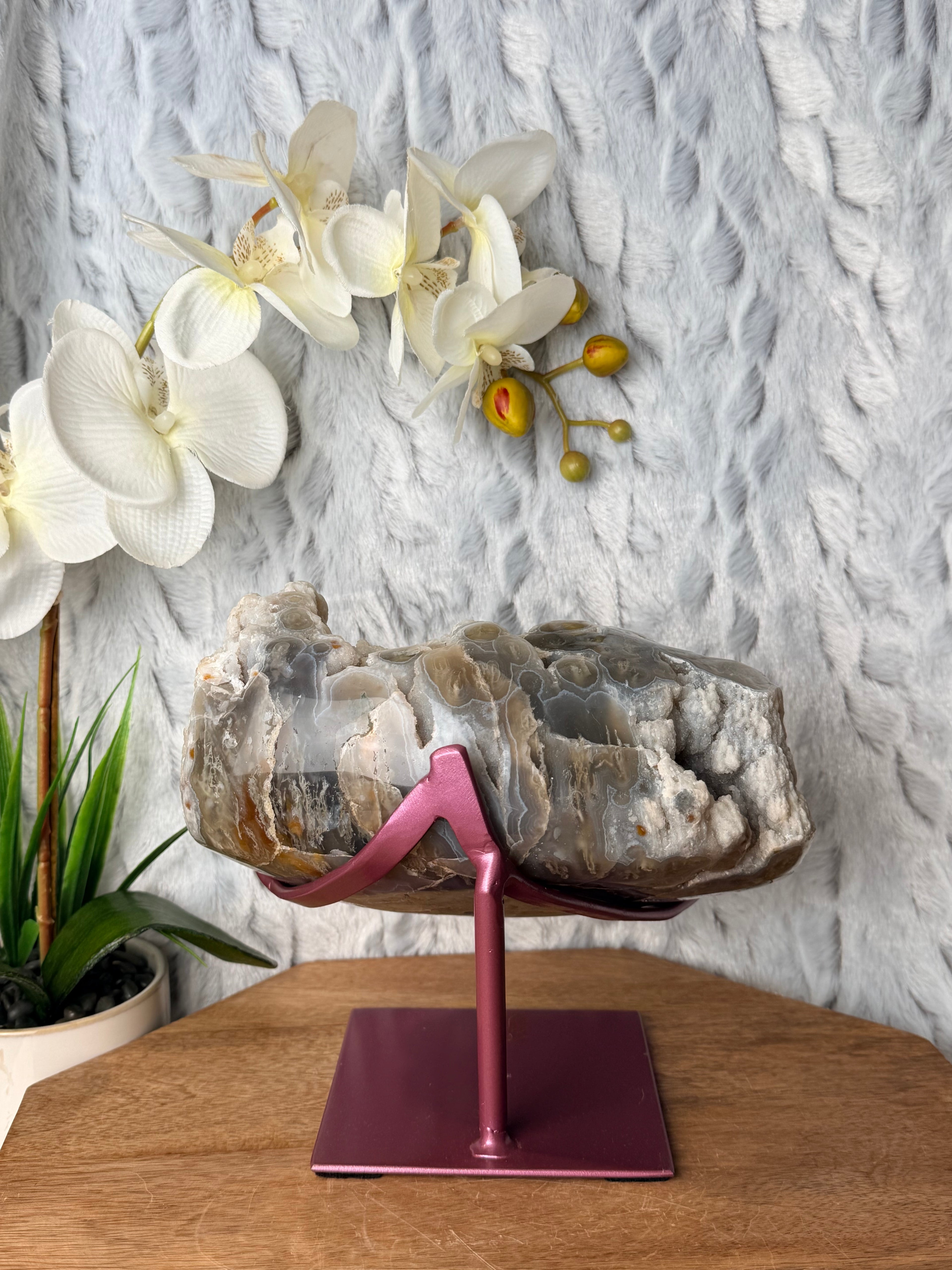 Large Stalactite Agate cluster on stand