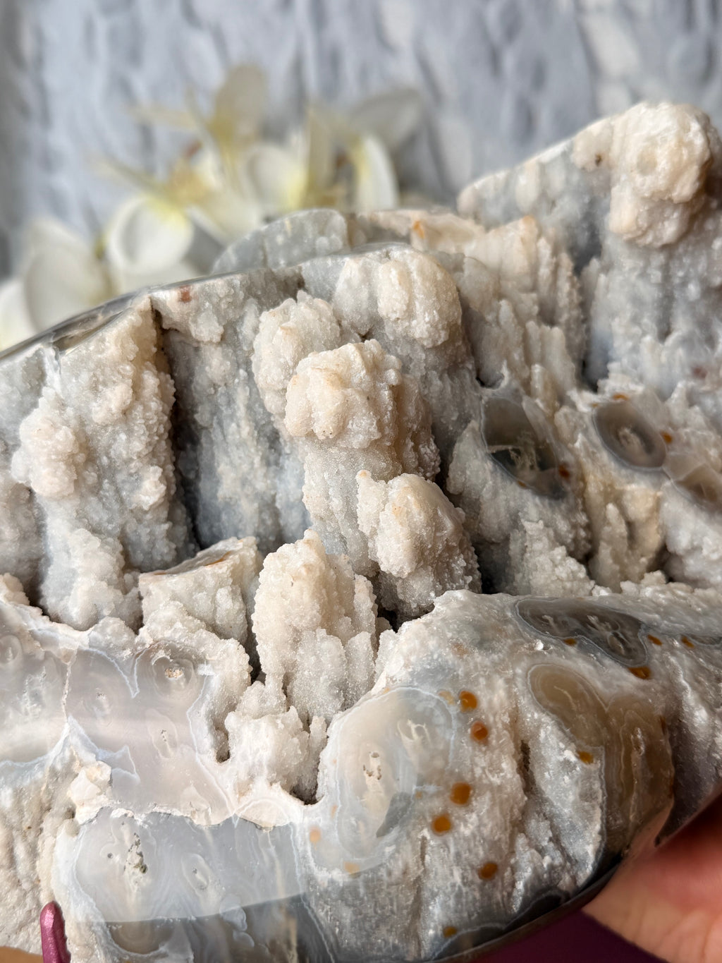 Large Stalactite Agate cluster on stand
