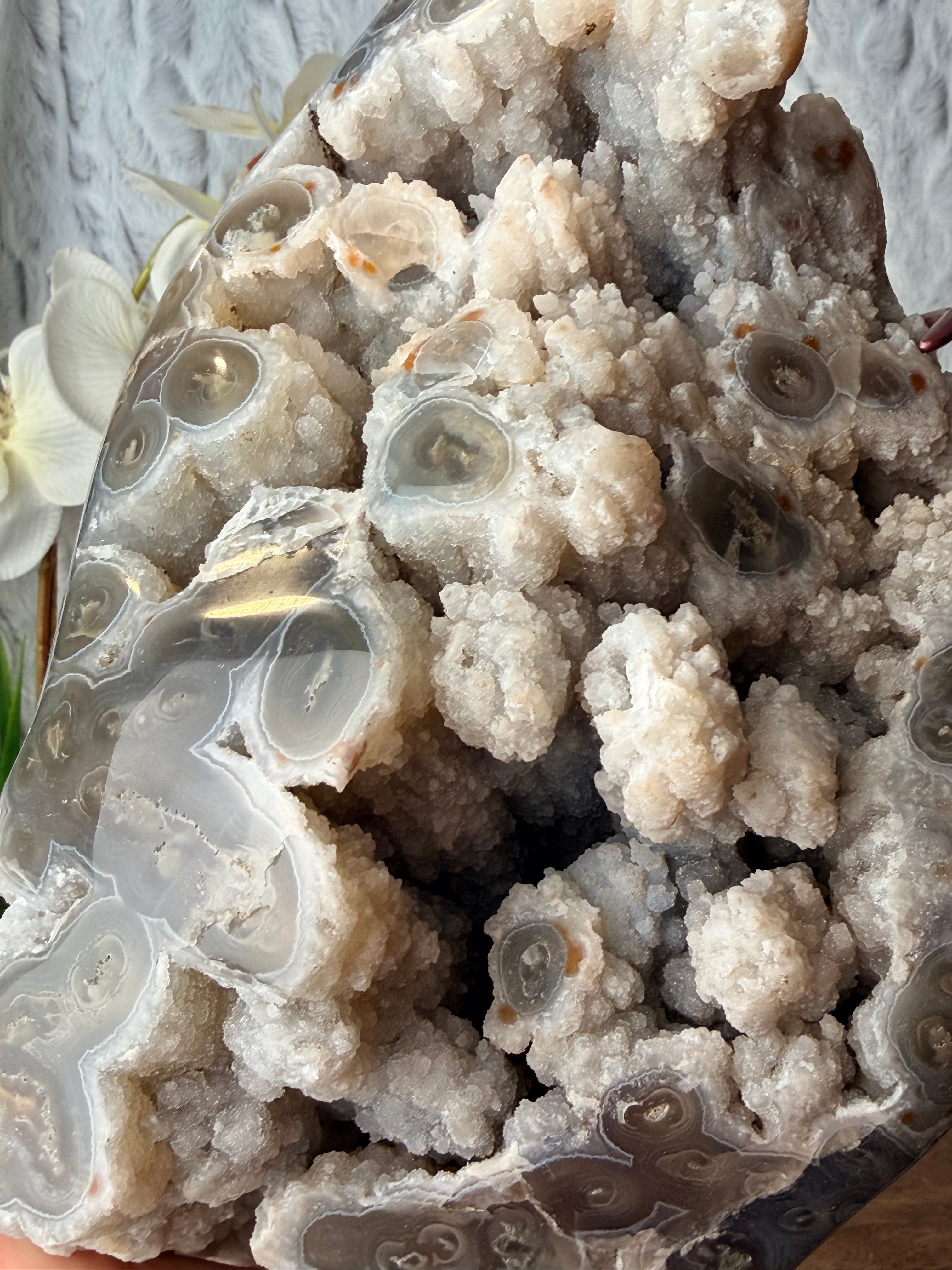 Large Stalactite Agate cluster on stand