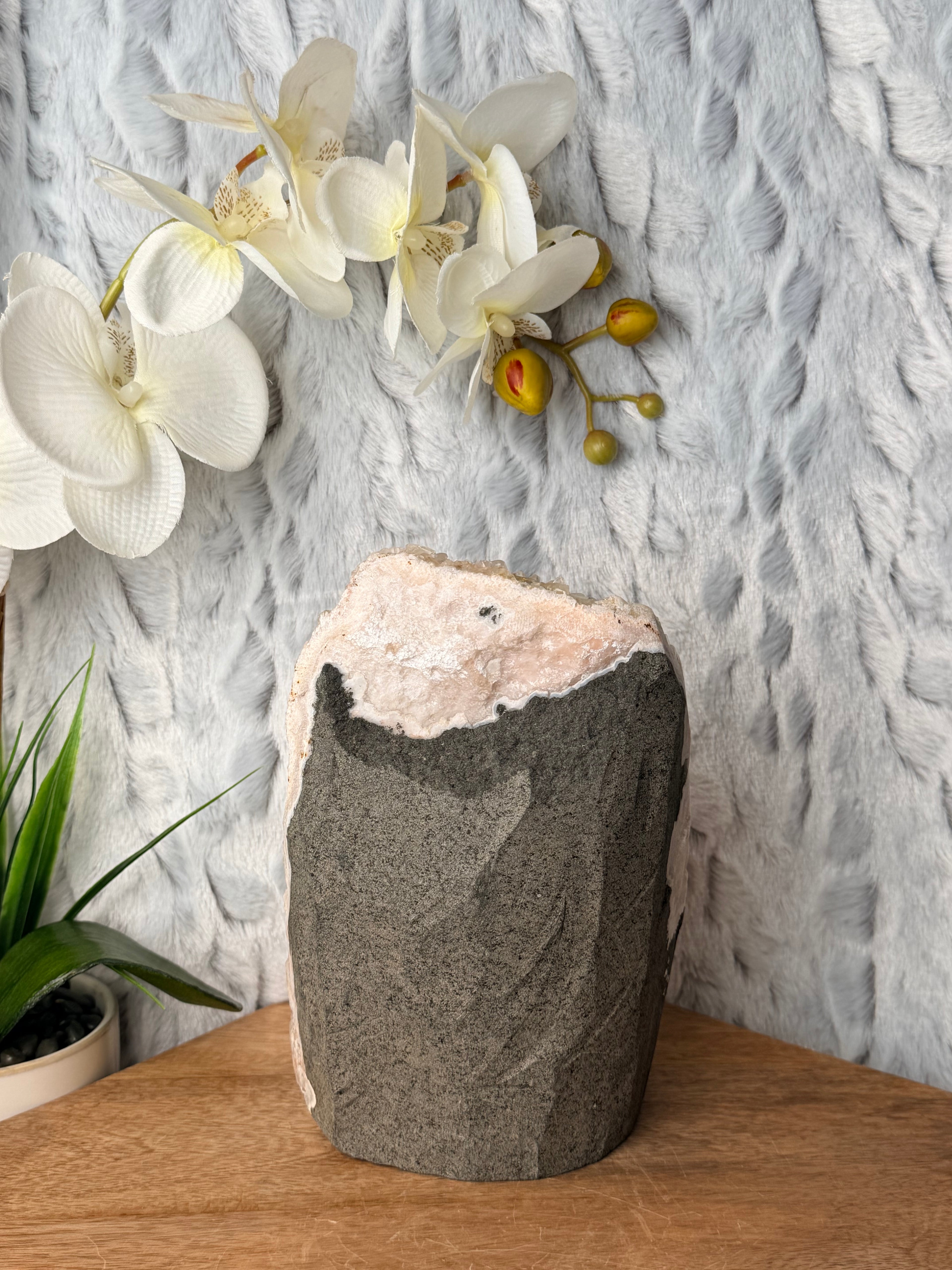 Large Apophyllite Cut Base with a Large Round Stilbite