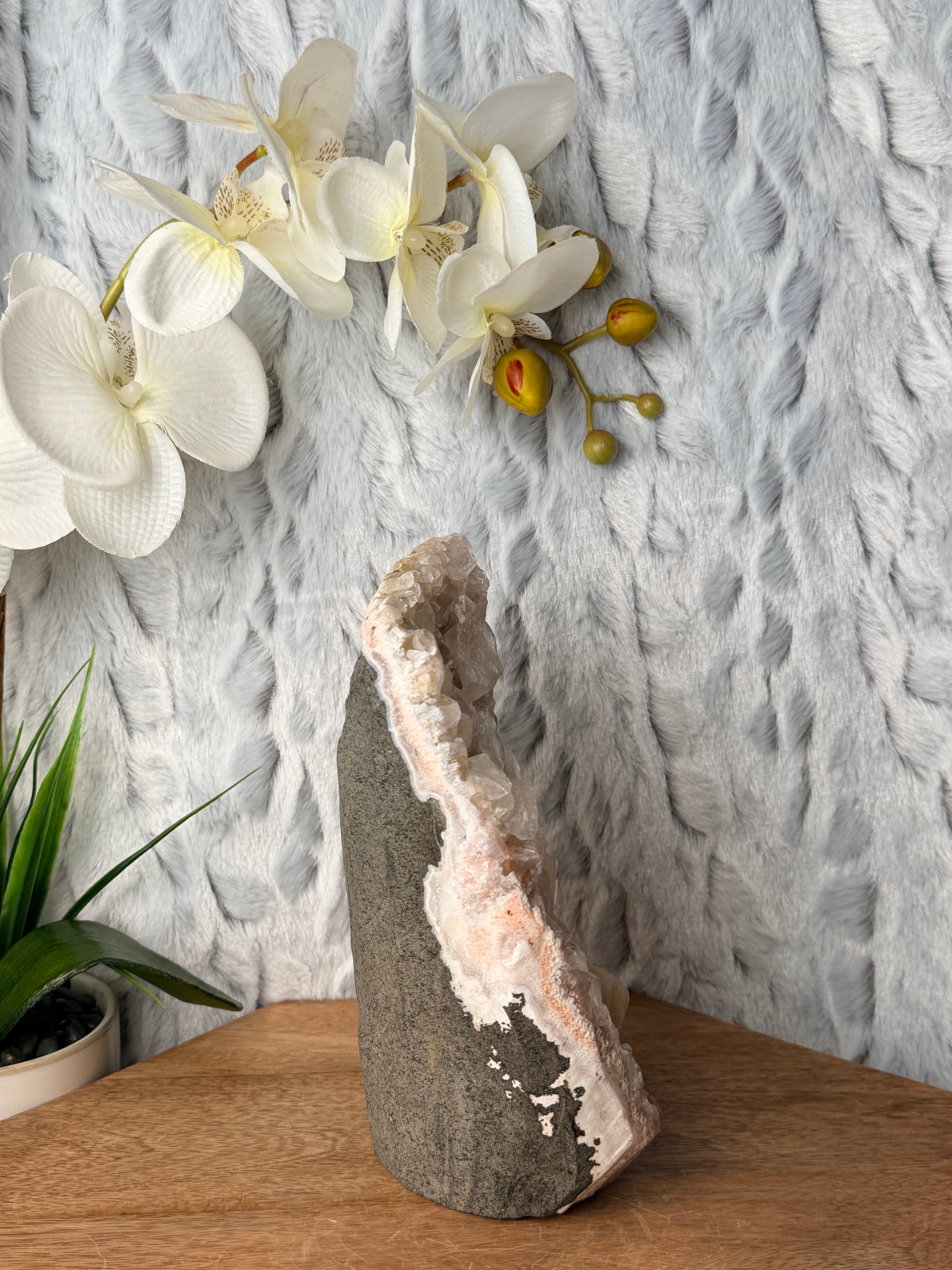 Large Apophyllite Cut Base with a Large Round Stilbite