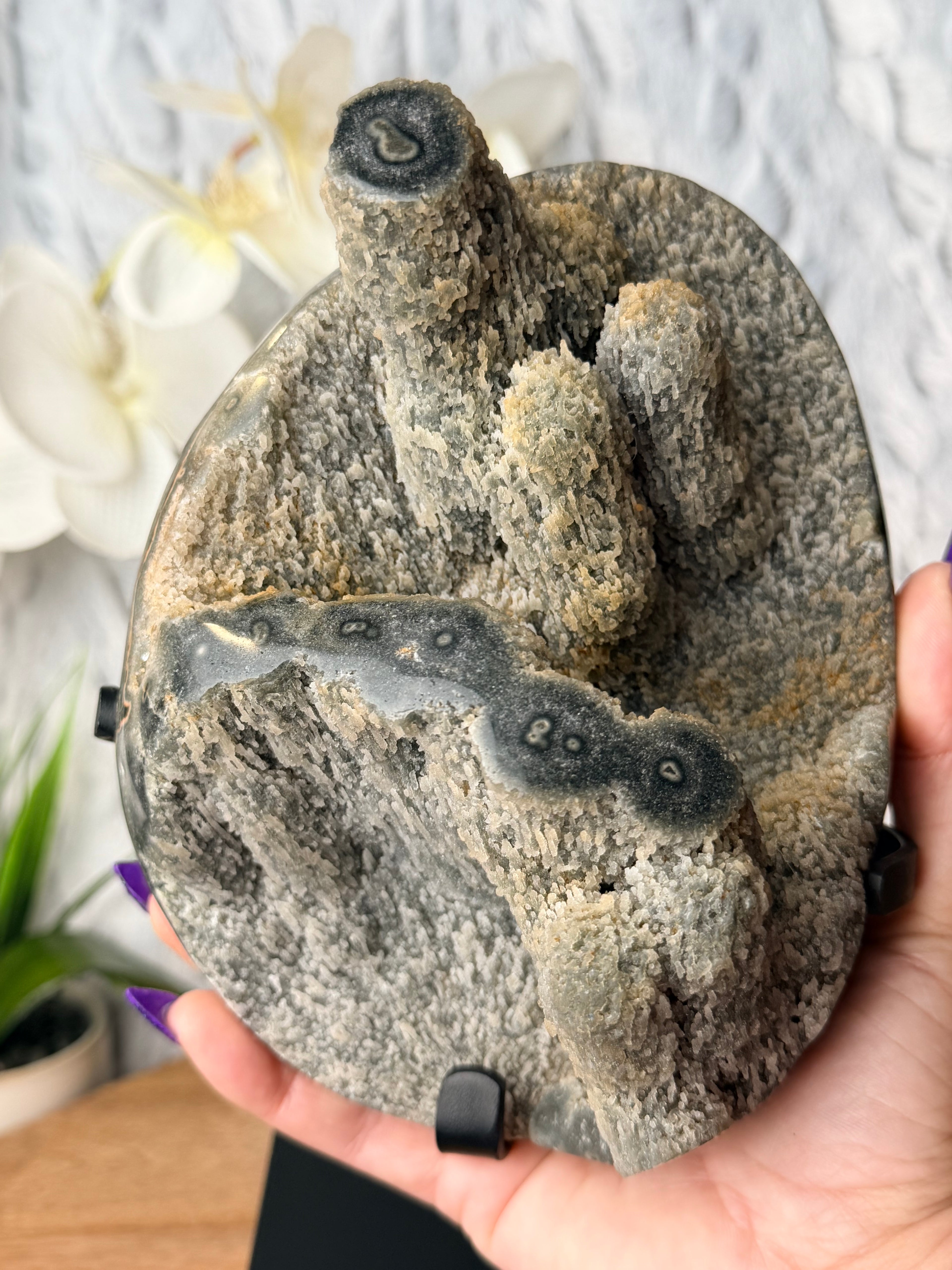 Unique Green Stalactite Formation Geode