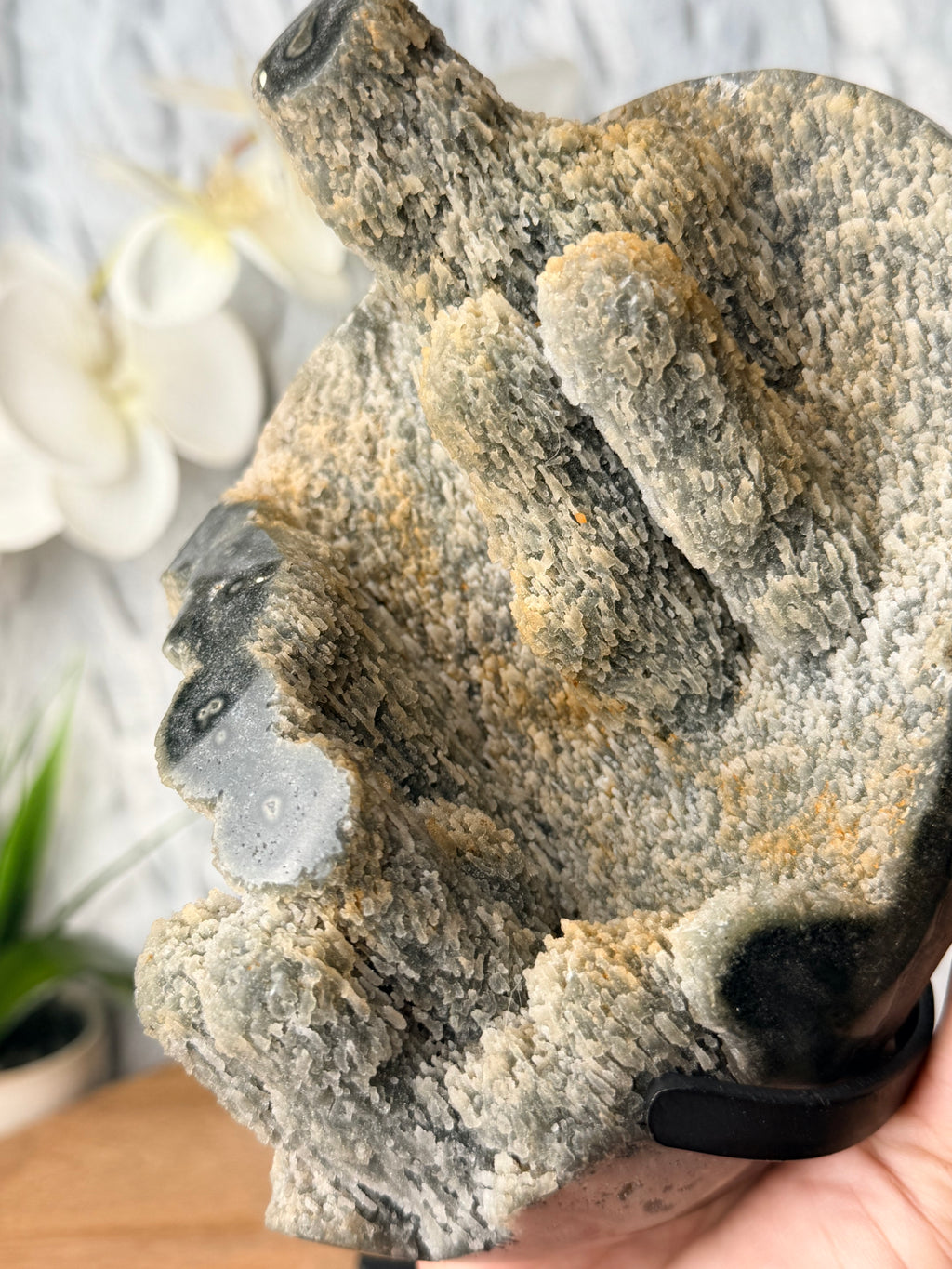 Unique Green Stalactite Formation Geode