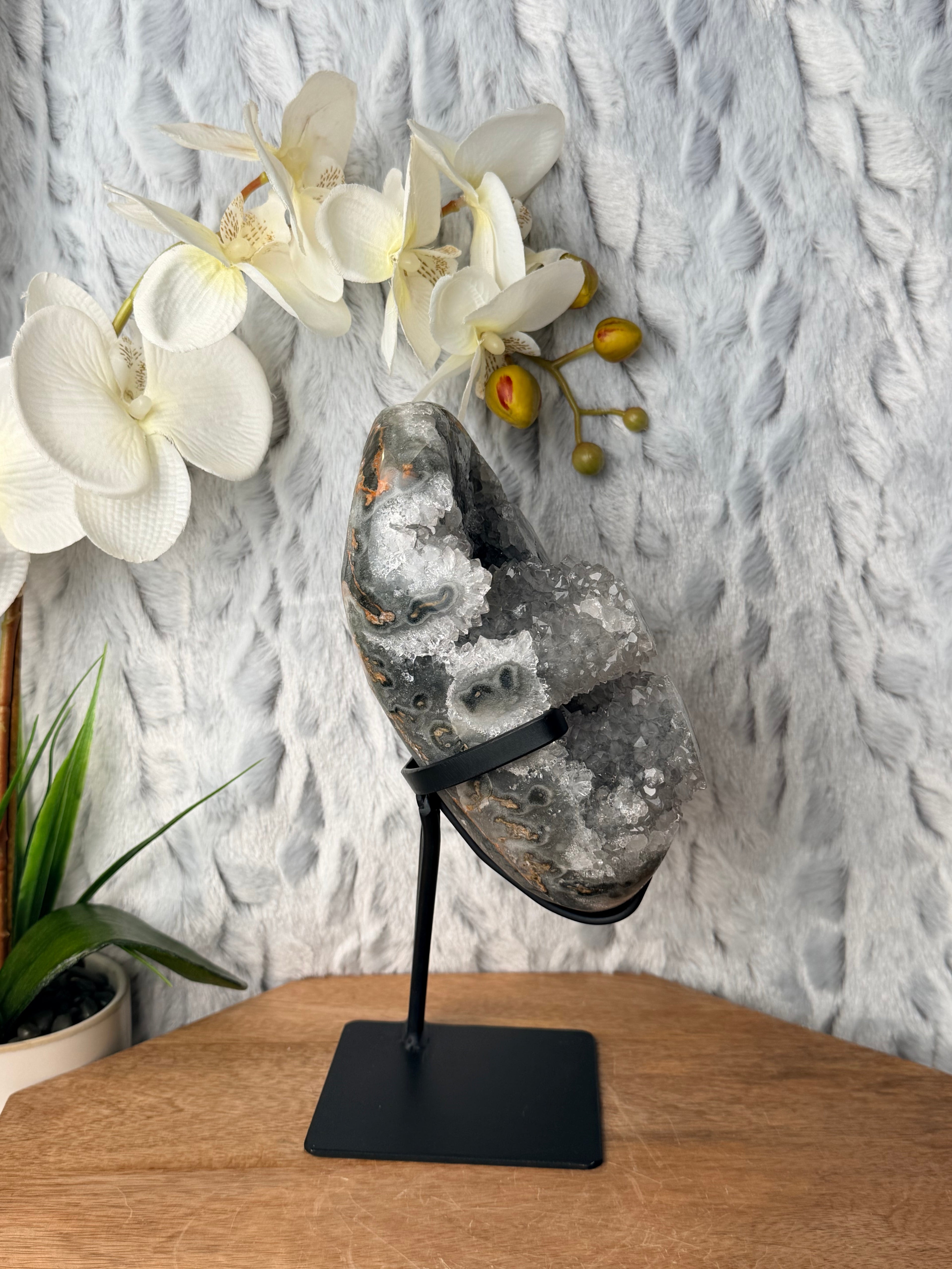 Large Quartzy Green Stalactite Geode