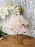 Large Pink Amethyst Horse Carving on stand