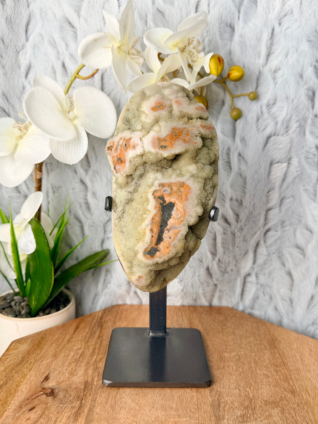 Unique Chalcedony Agate Geode with Pyrite beads
