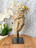 Unique Chalcedony Agate Geode with Pyrite beads