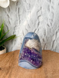 Agate Freeform with Amethyst and Calcite